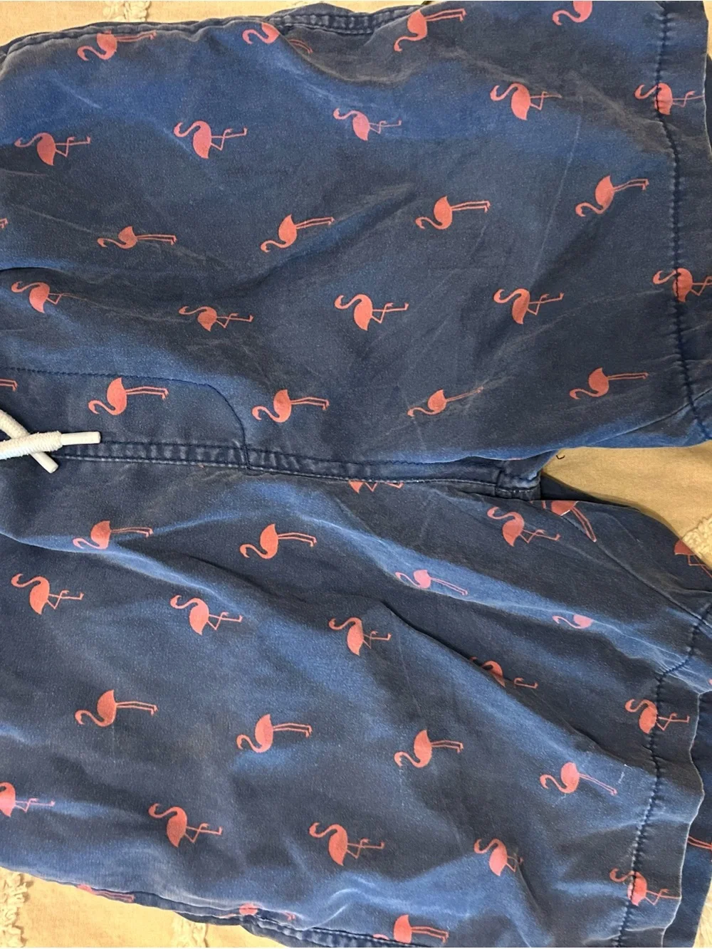 Ingear Navy Swim Trunks with Pink Flamingo Print